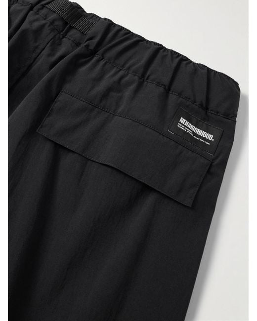 Neighborhood Black Straight-leg Belted Logo-print Shell Shorts for men