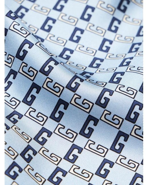Gucci Hemd Aus Seide Mit Geometrischem Square G Print in Blue für Herren
