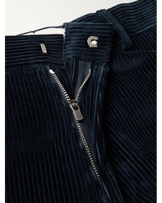 Loro Piana Blue Jarno Straight-Leg Cotton-Corduroy Trousers for men