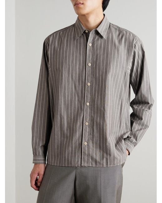 Oliver Spencer Gray Garrison Striped Cotton Shirt for men