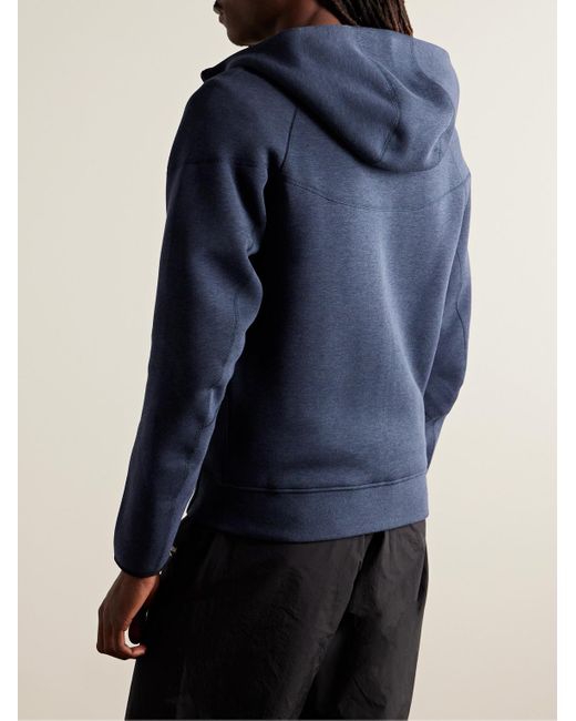 Nike Blue Logo-print Cotton-blend Tech Fleece Zip-up Hoodie for men