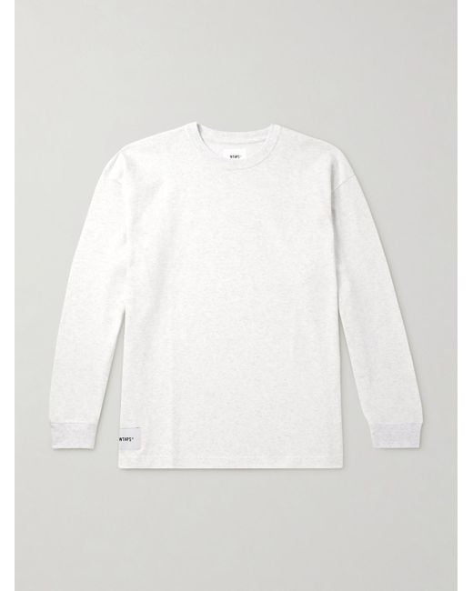 (w)taps White Sign Logo-Appliquéd Cotton-Jersey T-Shirt for men