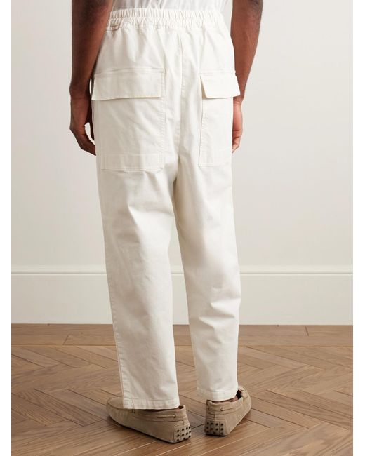 Nili Lotan White Walker Tapered Cropped Brushed Cotton-Blend Twill Drawstring Trousers for men