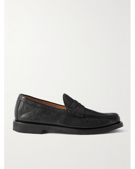 Officine Creative Black Balfron Flexi 001 Full-Grain Deerskin Penny Loafers for men