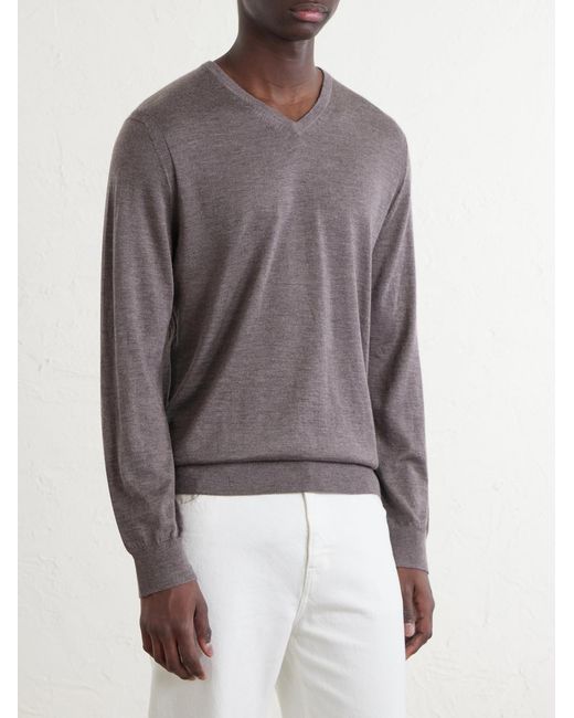 N.Peal Cashmere Gray Conduit Cashmere And Silk-Blend Sweater for men