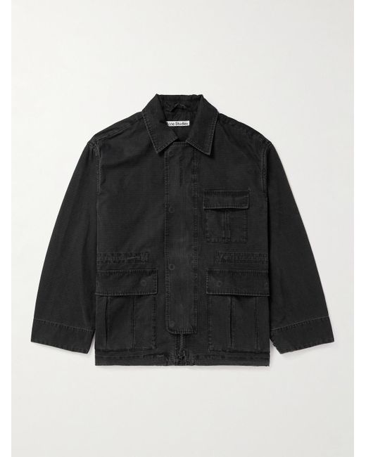 Acne Black Ostera Oversized Garment-dyed Cotton-ripstop Chore Jacket for men