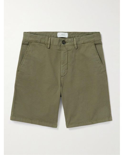 Mr P. Green Straight-leg Garment-dyed Cotton-blend Twill Bermuda Shorts for men