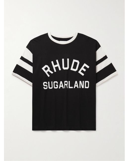 T-shirt in jersey di cotone con righe e logo Sugarland di Rhude in Black da Uomo