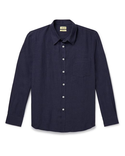 De Bonne Facture Blue Essential Belgian Linen Shirt for men