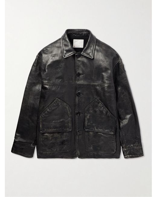 SAINT Mxxxxxx Black Distressed Leather Jacket for men