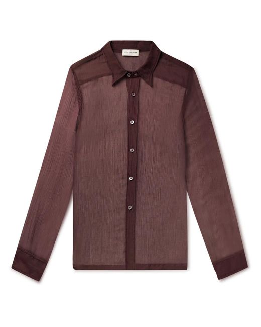 Dries Van Noten Purple Iridescent Washed Silk-crepon Shirt for men