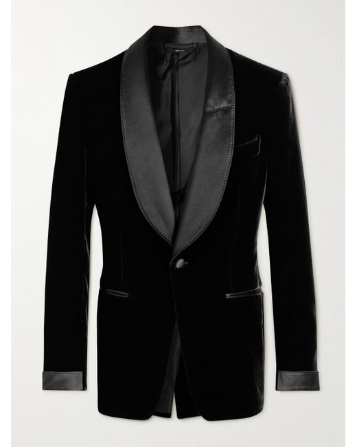 Tom Ford Shelton Slim-fit Silk Satin-trimmed Velvet Tuxedo Jacket in ...