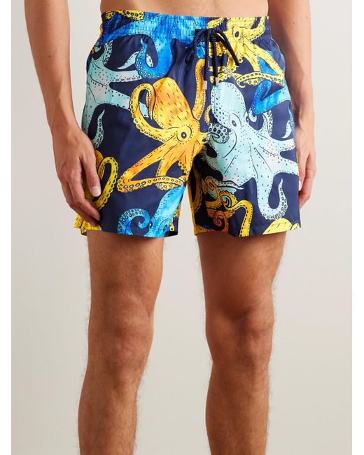 Vilebrequin Blue Mahina Straight-leg Mid-length Printed Recycled Swim Shorts for men