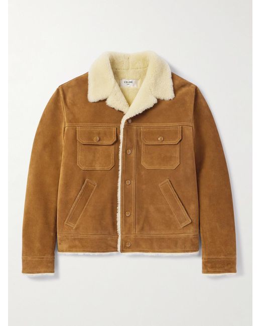 Céline Brown Shearling Trucker Jacket for men