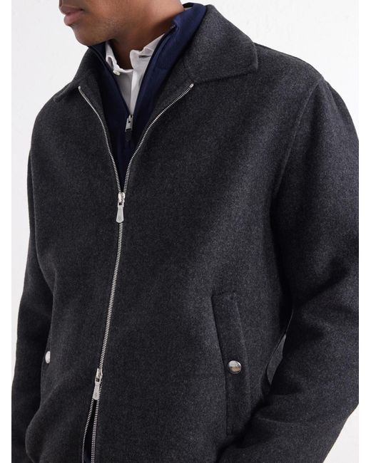 Eleventy Black Wool Bomber Jacket for men