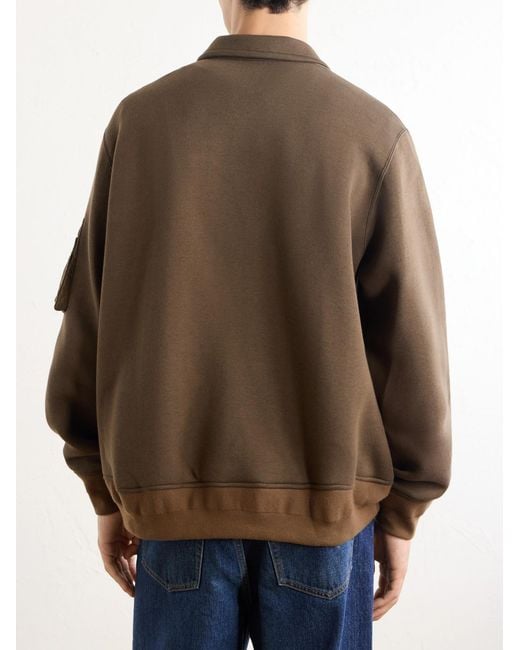 Sacai Brown Cotton-Blend Half-Zip Sweater for men