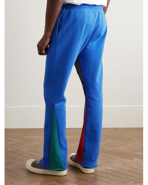 GALLERY DEPT. Blue Flared Denim-Panelled Logo-Print Cotton-Jersey Sweatpants for men