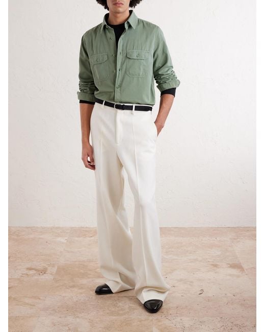Tom Ford Green Cotton And Silk-blend Shirt for men