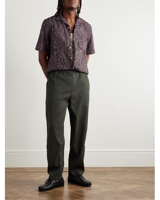 A Kind Of Guise Gioia Hemd aus einer Leinenmischung mit Stickereien und wandelbarem Kragen in Purple für Herren