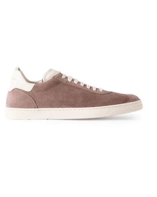 Officine Creative Pink Karma Leather-trimmed Suede Sneakers for men