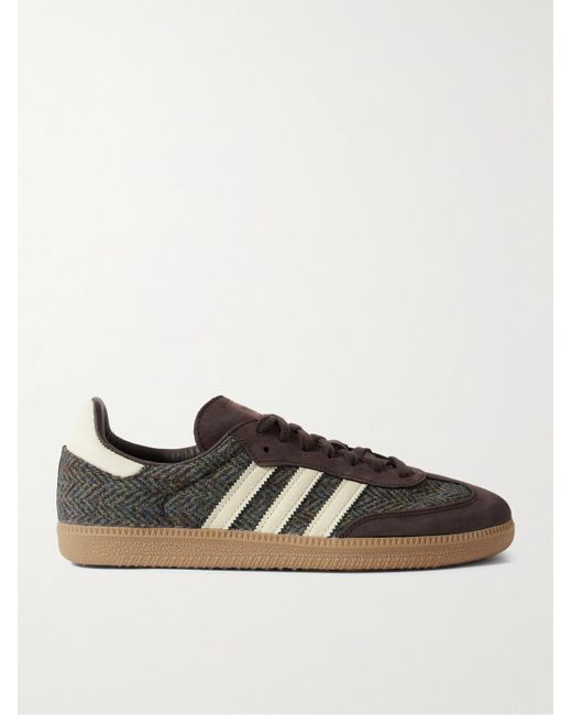 Adidas Originals Black Samba Og Nubuck And Leather-trimmed Tweed Sneakers for men