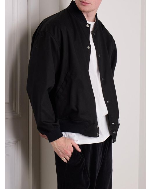 (w)taps Black Reversible Logo-Embroidered Twill Bomber Jacket for men