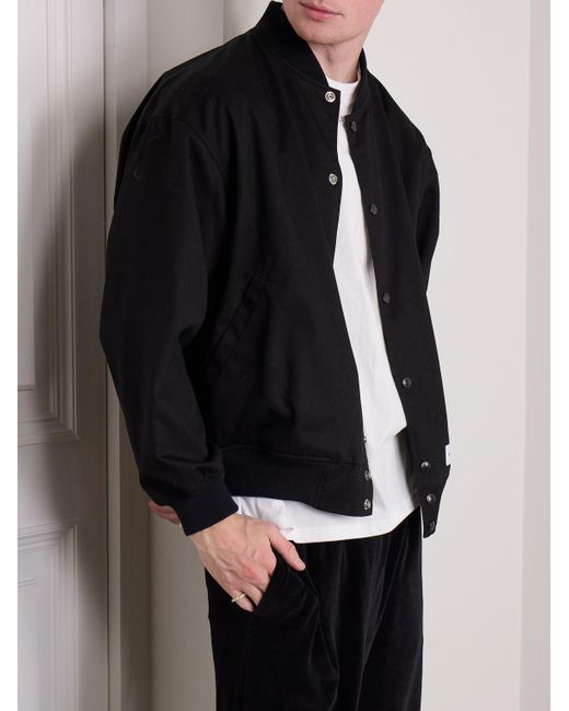 (w)taps Black Reversible Logo-embroidered Twill Bomber Jacket for men