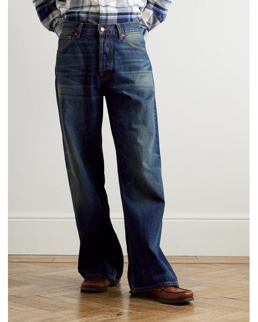 Nudie Jeans Blue Loud Larry Wide-Leg Organic Jeans for men