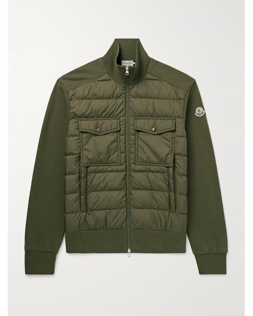 Moncler Green Padded Quilted Shell And Cotton-jersey Down Jacket for men