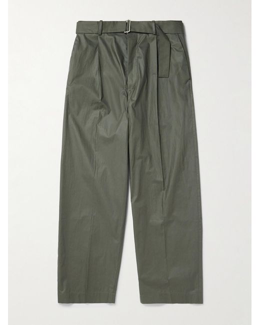 Acne Green Pasoro Belted Straight-leg Cotton-poplin Trousers for men