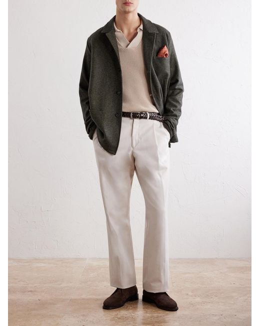 Massimo Alba Green Florida Herringbone Wool And Cashmere-Blend Blazer for men
