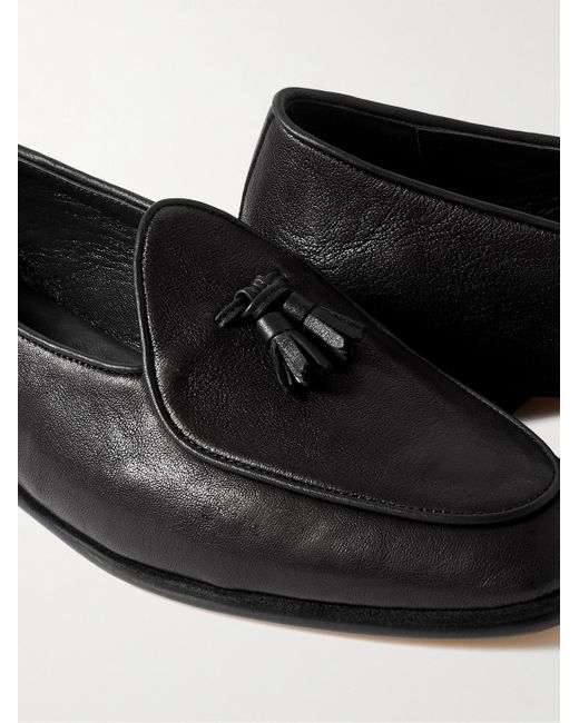 Rubinacci Black Marphy Tasselled Leather Loafers for men