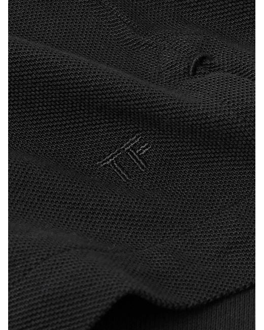 Tom Ford Black Garment-dyed Cotton-piqué Polo Shirt for men