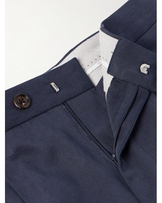 Brunello Cucinelli Blue Straight-leg Pleated Silk-twill Suit Trousers for men