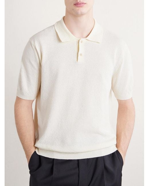 Slowear Natural Slim-fit Cotton-blend Terry Polo Shirt for men