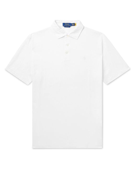 Polo Ralph Lauren White Logo-embroidered Cotton And Linen-blend Polo Shirt for men