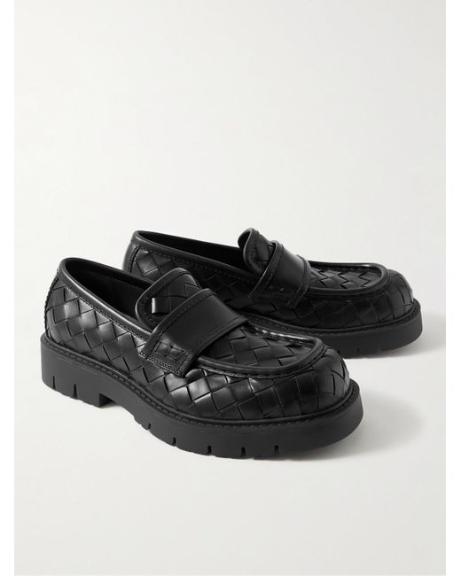 Bottega Veneta Haddock Loafers aus Intrecciato-Leder in Black für Herren