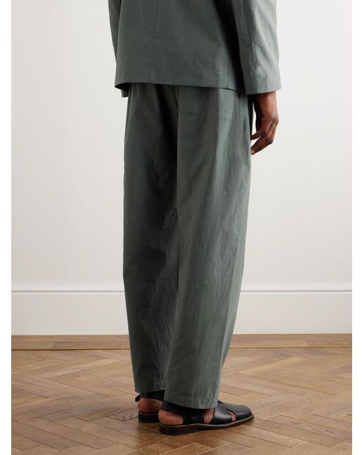 Lemaire Green Straight-leg Cotton And Silk-blend Trousers for men