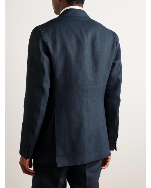 J. Mueser Blue Waverly Slim-fit Linen Suit Jacket for men