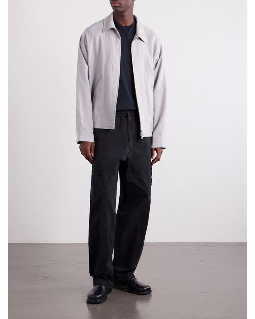 Stone Island Blue Wide-Leg Cotton Ripstop Cargo Trousers for men