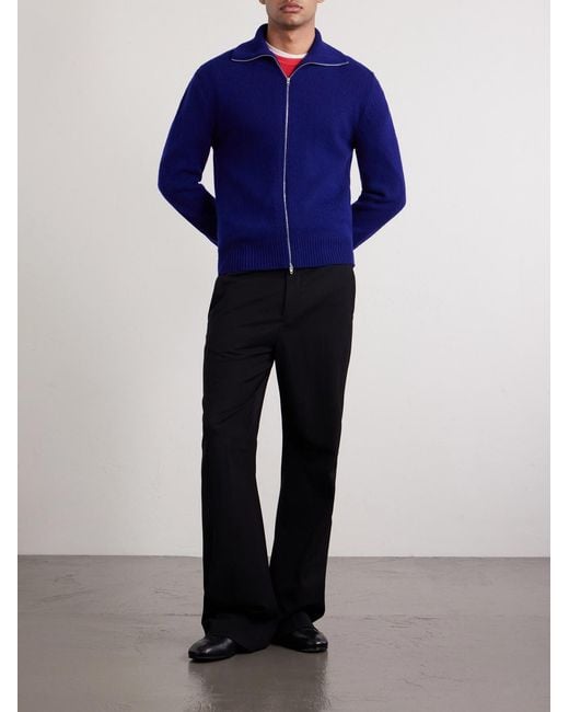 Jil Sander Blue Zip-Up Wool- Blend Sweater for men