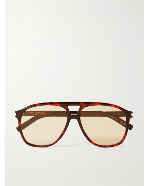 Saint Laurent Pilotensonnenbrille aus Azetat in Schildpattoptik in Natural für Herren