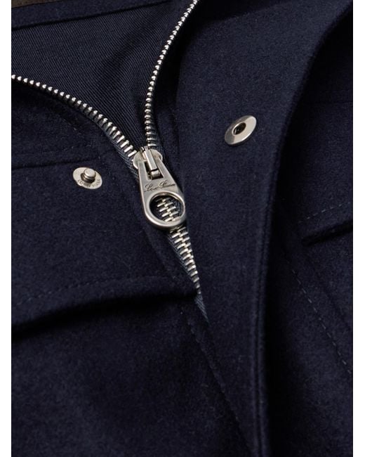 Loro Piana Blue Tristar Wool And Cashmere-Blend Flannel Bomber Jacket for men