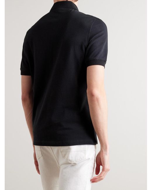 Brunello Cucinelli Black Slim-Fit Cotton-Piqué Polo Shirt for men
