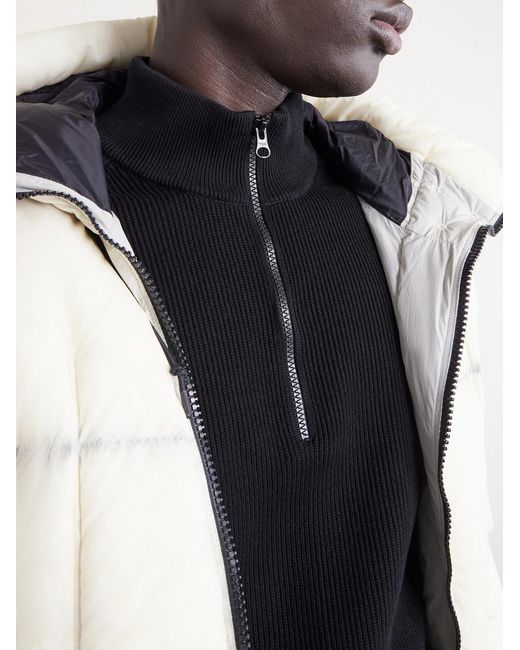 Stone Island Blue Ribbed-Knit Organic Cotton Half-Zip Sweater for men