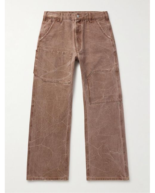 Acne Brown Palma Straight-leg Pigment-dyed Cotton-canvas Trousers for men