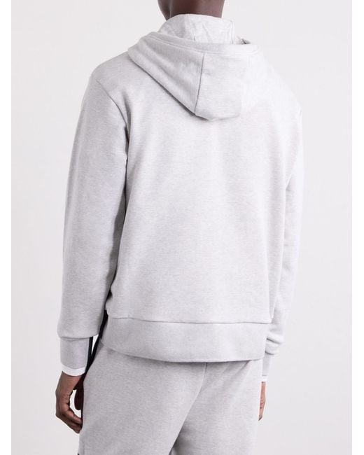 Thom Browne Blue Logo-Appliquéd Striped Cotton-Jersey Hoodie for men