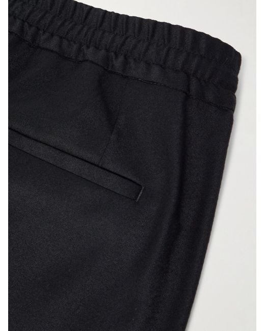 Lardini Black Straight-Leg Pleated Stretch Virgin Wool And Cashmere-Blend Drawstring Trousers for men
