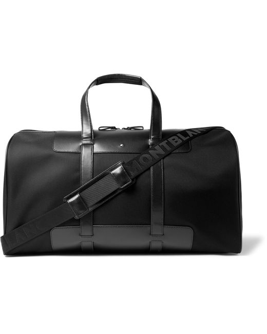 Montblanc Black Panelled Leather And Canvas Duffle Bag for men