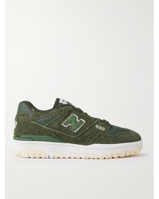 New Balance Green 550 Leather-trimmed Suede And Mesh Sneakers for men